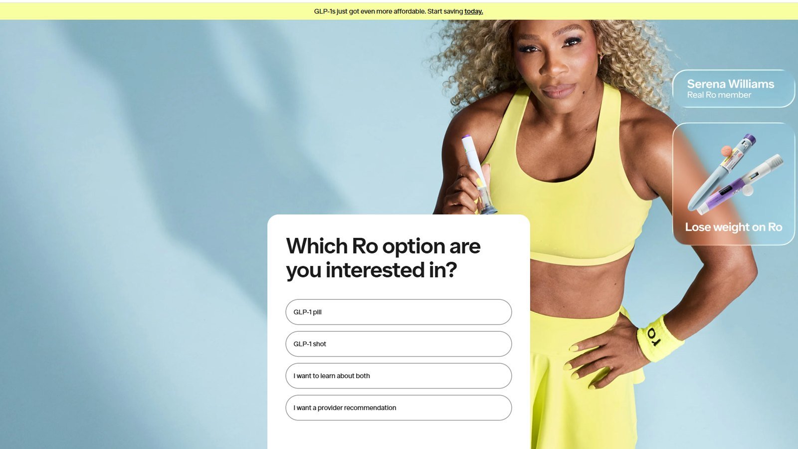Screenshot of the Ro website